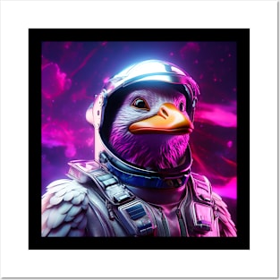 Vaporwave Retrowave Synthwave Duck Astronaut Space Fantasy Illustration Posters and Art